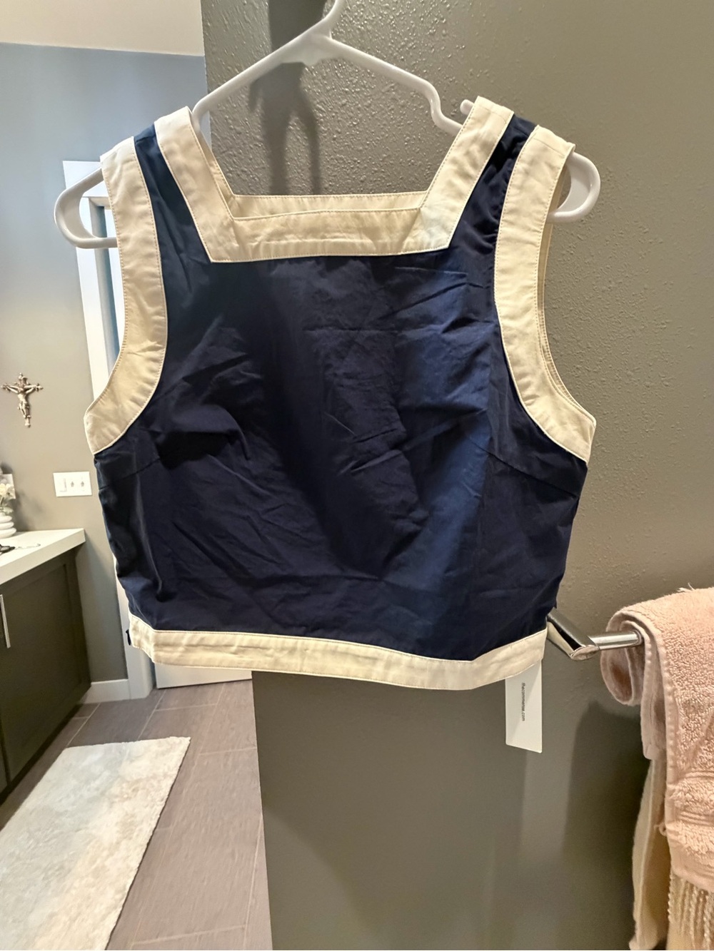 Commense Navy and Cream Cropped Skirt Set - Picture 3 of 7